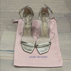 Stuart Weitzman Silver Strappy Heels